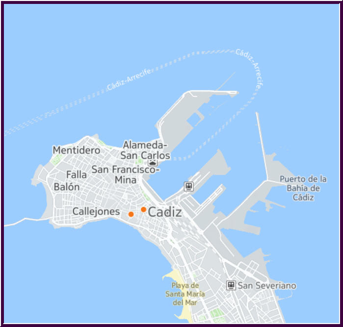 Map with locations of printing presses for Correo de las Damas/Mapa con los domicilios de las imprentas del Correo de las Damas