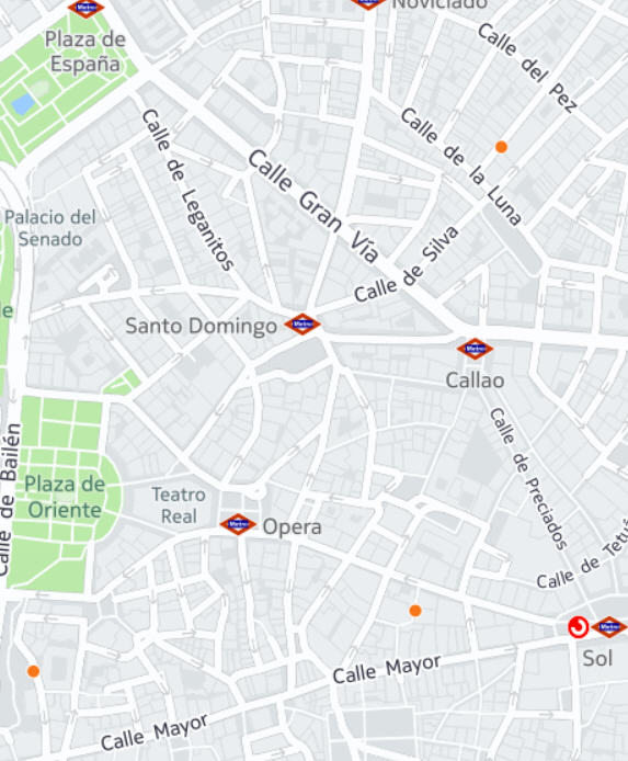 Map with locations of printing presses for La Ilustración/Mapa con los domicilios de las imprentas La Ilustración