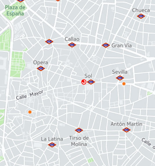Map with locations of printing presses for La Mujer Ilustrada/Mapa con los domicilios de las imprentas La Mujer Ilustrada